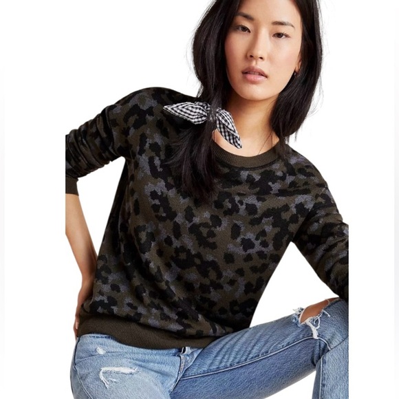 ANTHROPOLOGIE | Women’s Ethan Camo Print Sweater Size XE - Picture 1 of 10